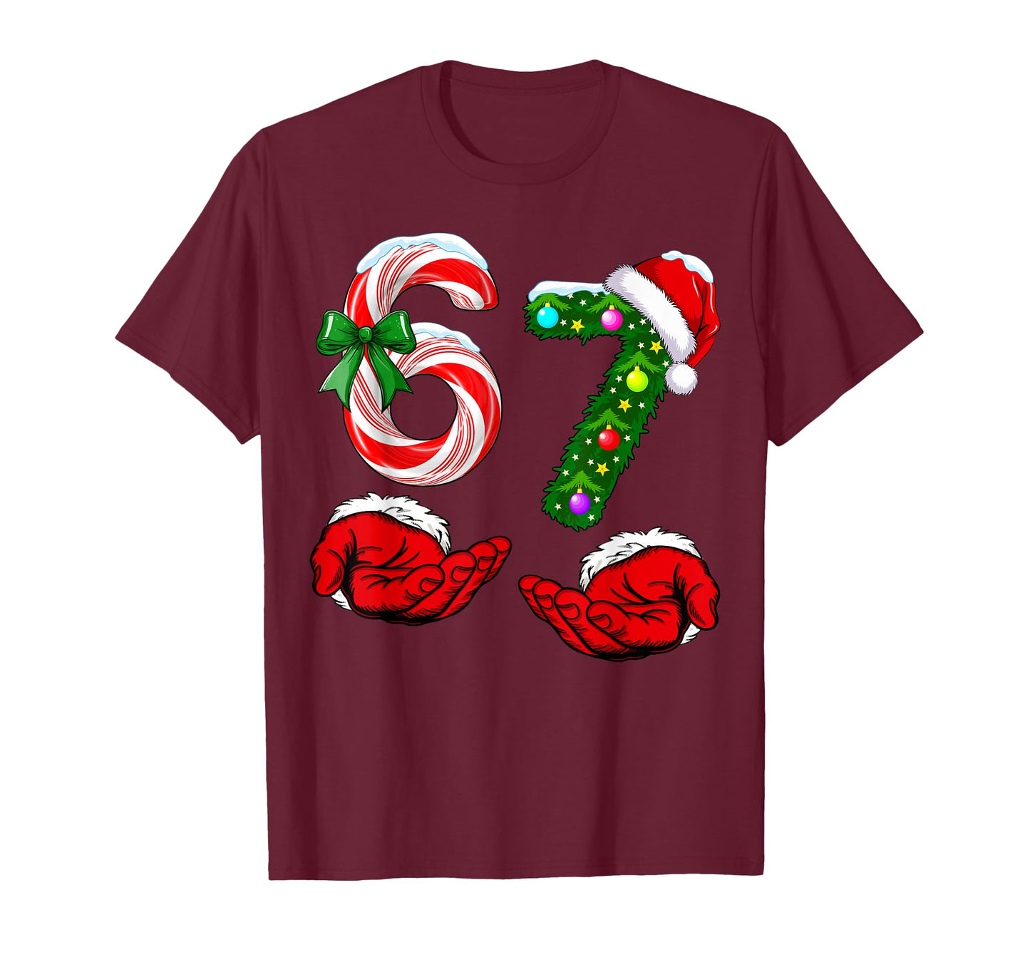 Funny 67 Christmas 6 7 Meme Pajamas Holiday Gen Alpha Slang T-Shirt