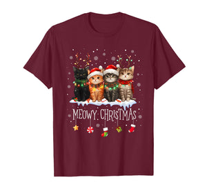 Meowy Catmas Cat Christmas Cute Kitten Cats Santa Hat Xmas T-Shirt