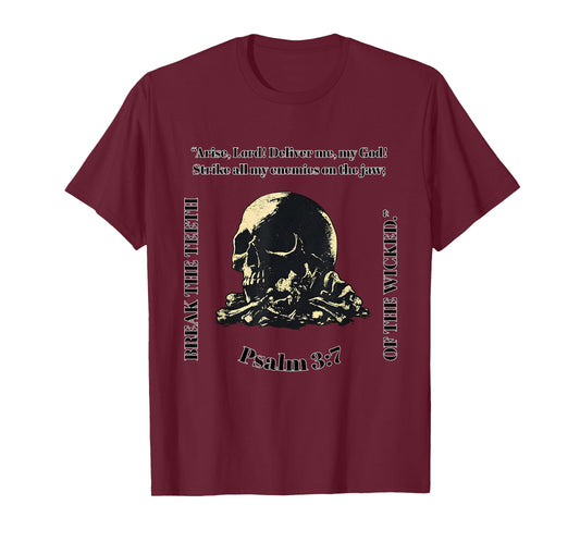 Psalm 3:7 Vintage Skull Christian Gothic Bible Verse Faith T-Shirt