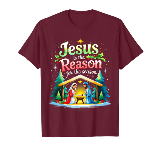 Jesus Reason for The Season Nativity Christmas Design T-Shirt