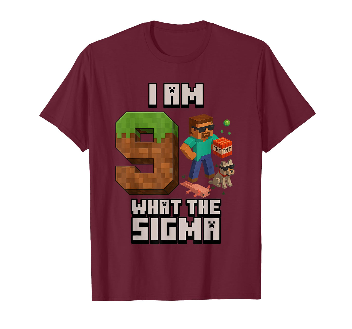 9th Birthday What The Sigma Pixel 9 Bday Gamer Boys Kids T-Shirt