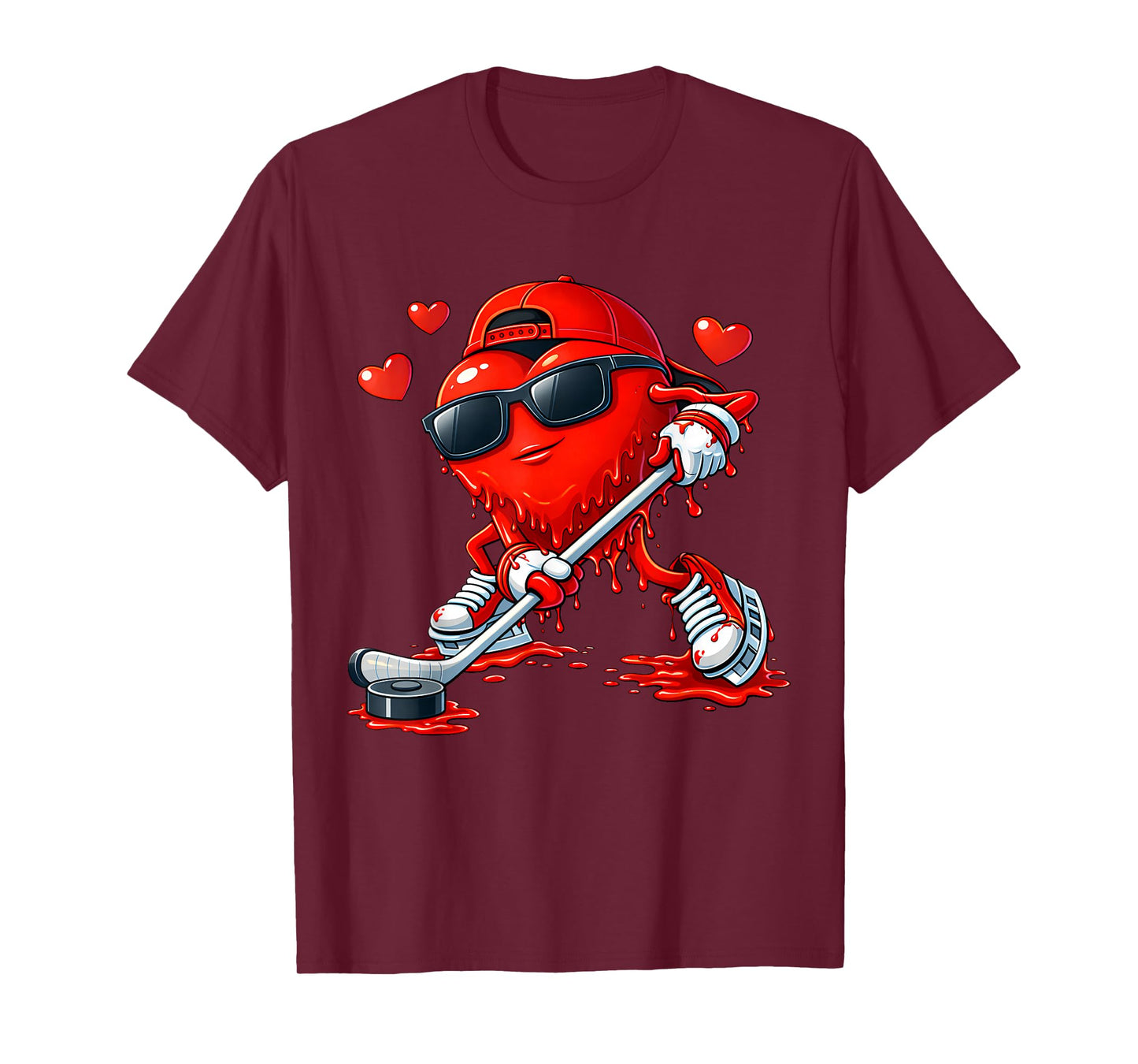 Valentine Hockey Heart Drip Sport Love Valentines Day Boys T-Shirt