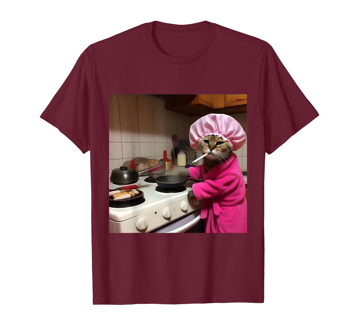 Funny Housewife Cat Smoking Kitten Meme Stupid Brainrot T-Shirt