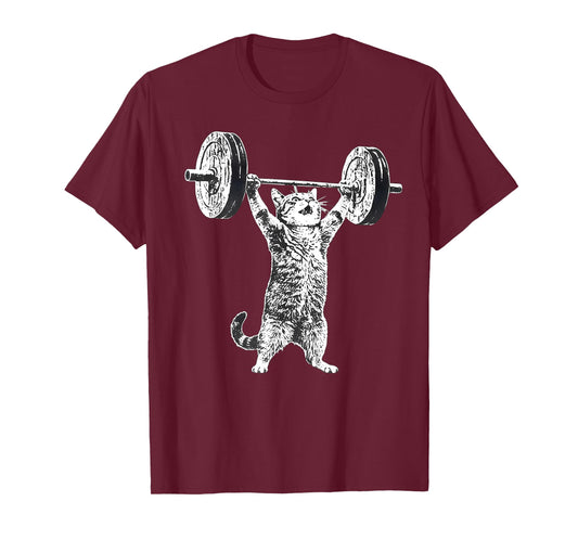 Cat Gym Funny Deadlift Cat Meme T-Shirt