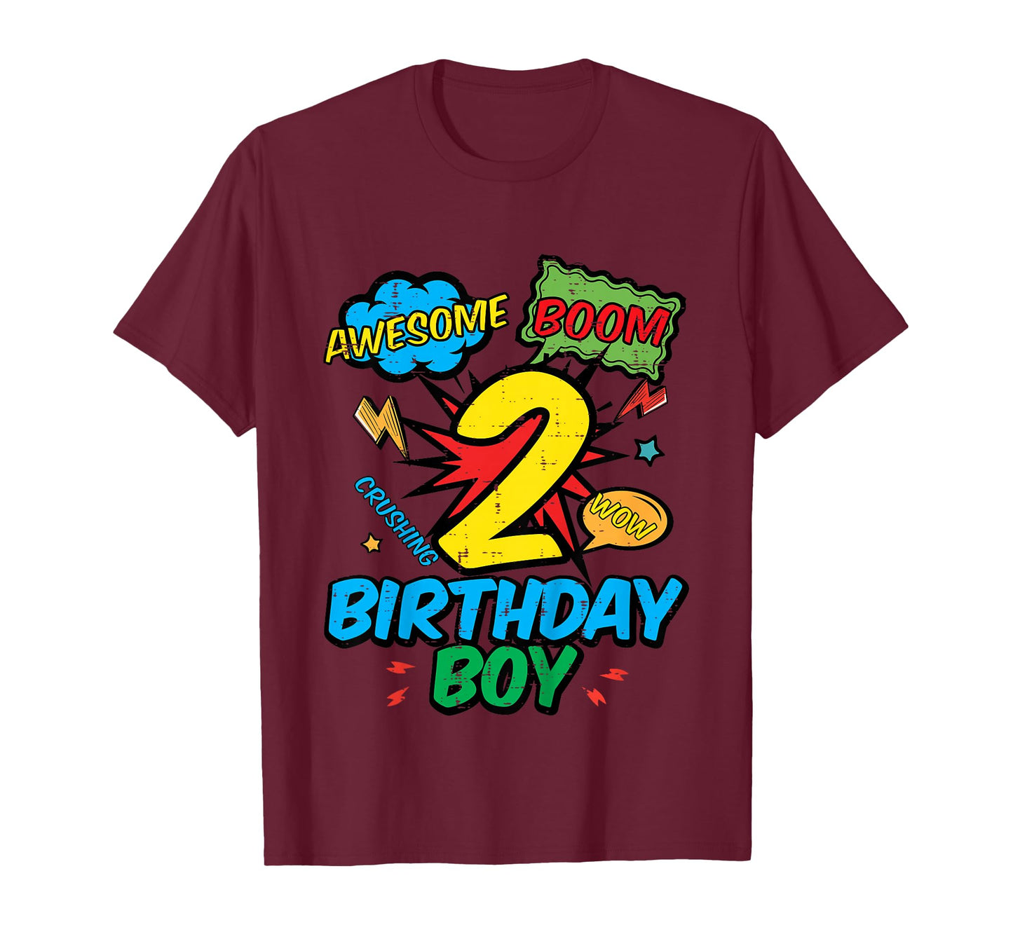 Kids 2 Birthday Boy Comic 2nd Bday Hero Party Boys Kids Toddler T-Shirt