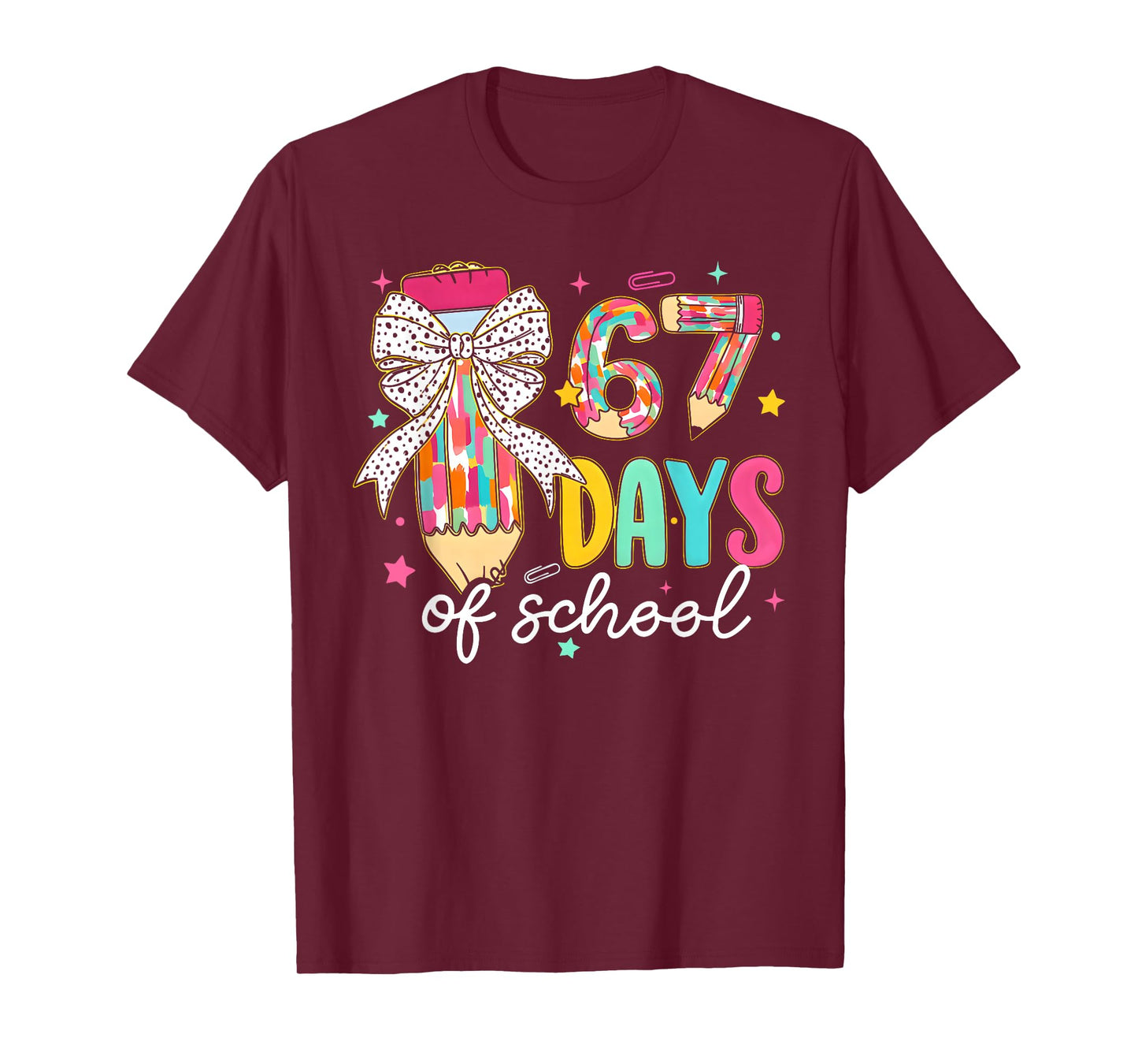67 Days of School Girls Coquette Bow 67th Day of School Girl T-Shirt