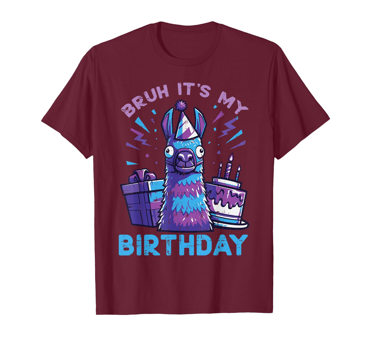 Bruh Its My Birthday Llama Pinata Bday Party Men Women Kids T-Shirt