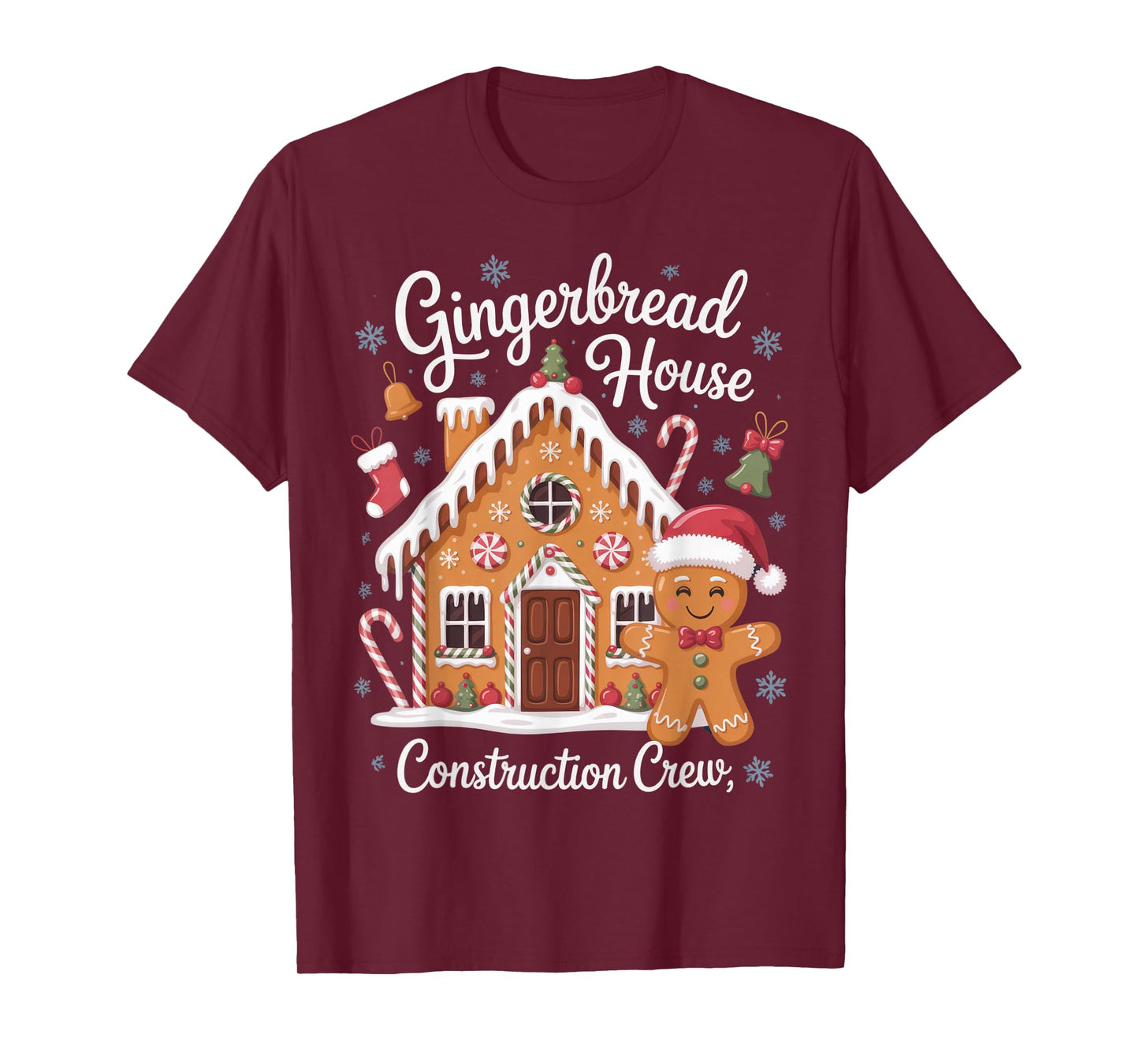 Gingerbread House Construction Crew Christmas Holiday Fun T-Shirt