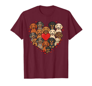 Cute Dachshund Heart Love Dog Lover Pet Mom Dad Valentine T-Shirt