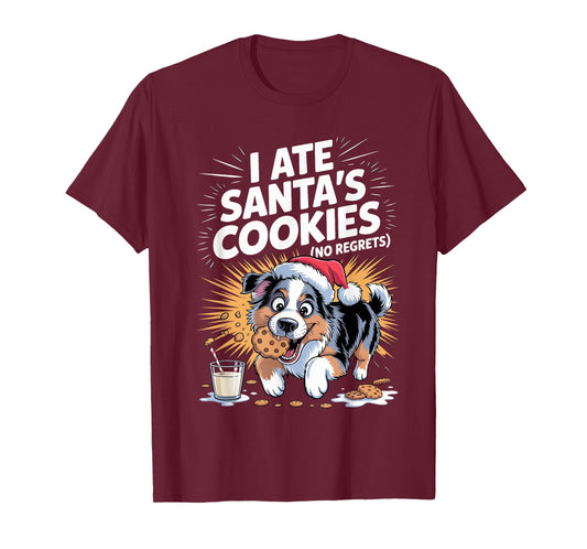 I Ate Santas Cookies Xmas Dog Christmas Australian Shepherd T-Shirt