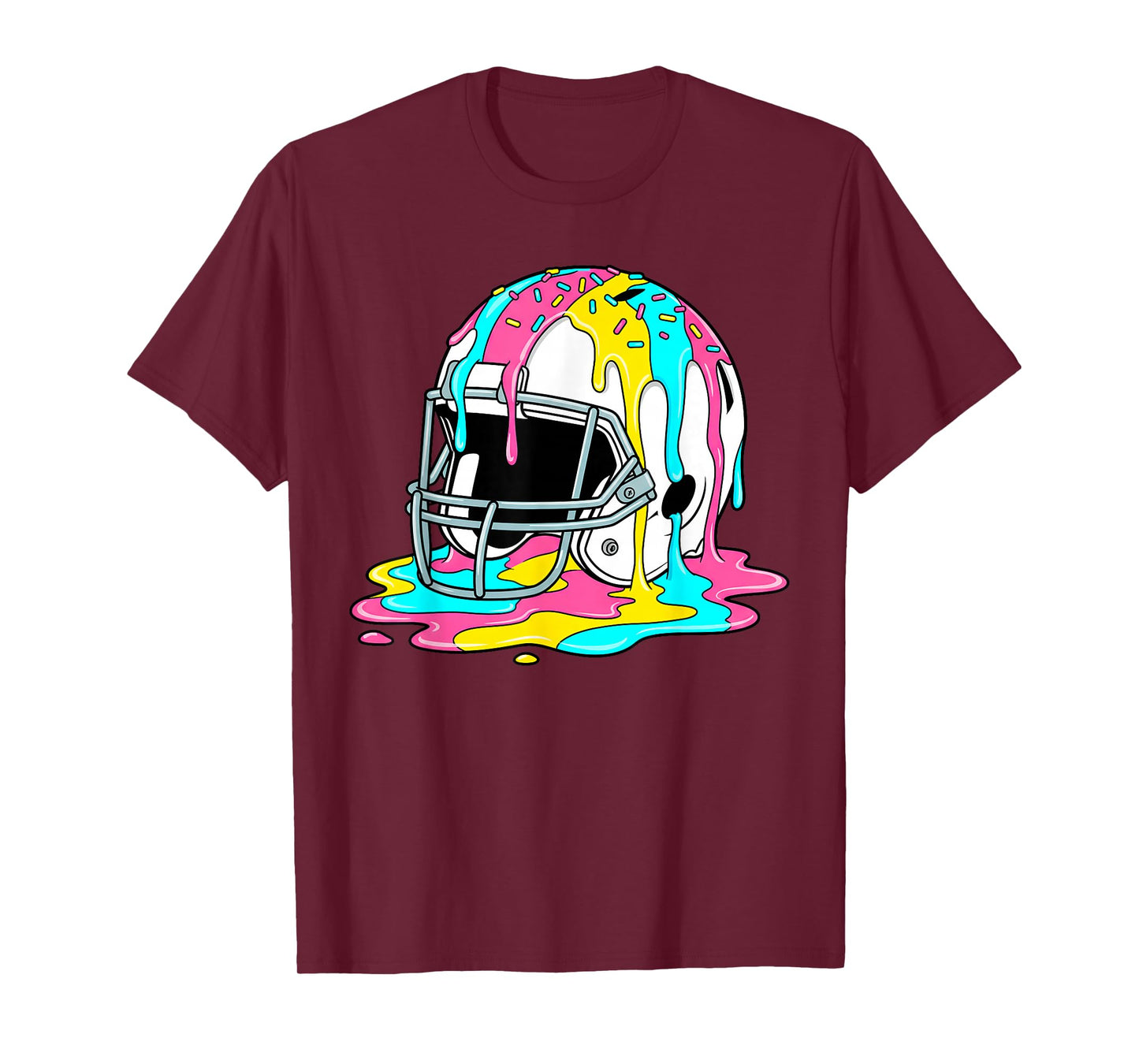 Football Helmet Drip Ice Cream Lineman WR QB RB Sport Player T-Shirt