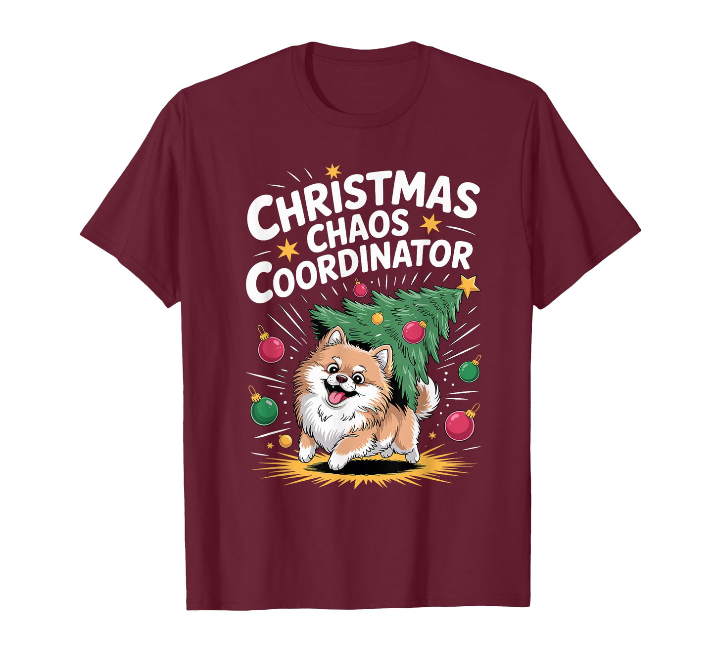 Christmas Chaos Coordinator Xmas Puppy Funny Pomeranian T-Shirt