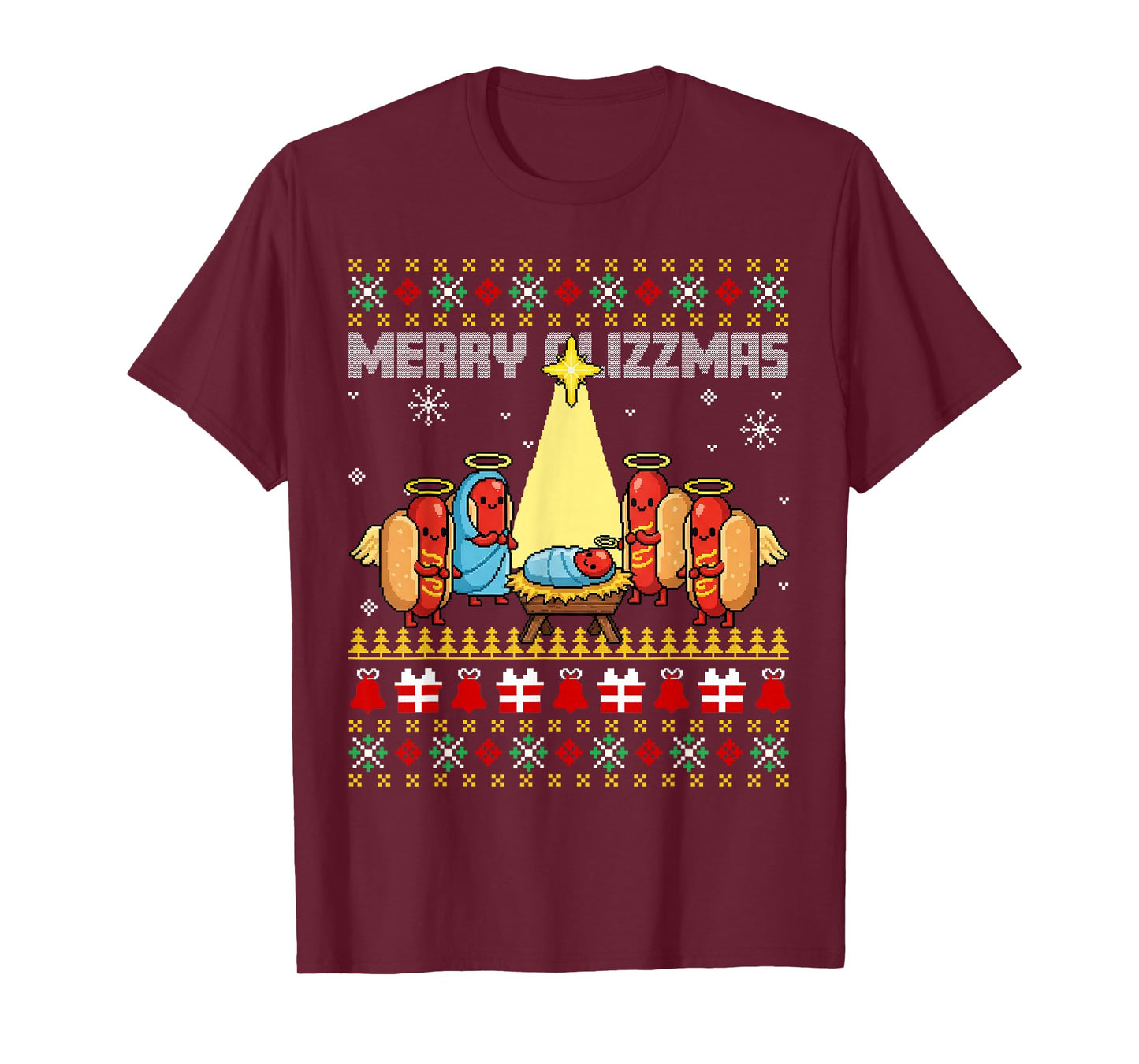Merry Glizzmas Ugly Christmas Sweaters Hot Dogs Xmas Family T-Shirt