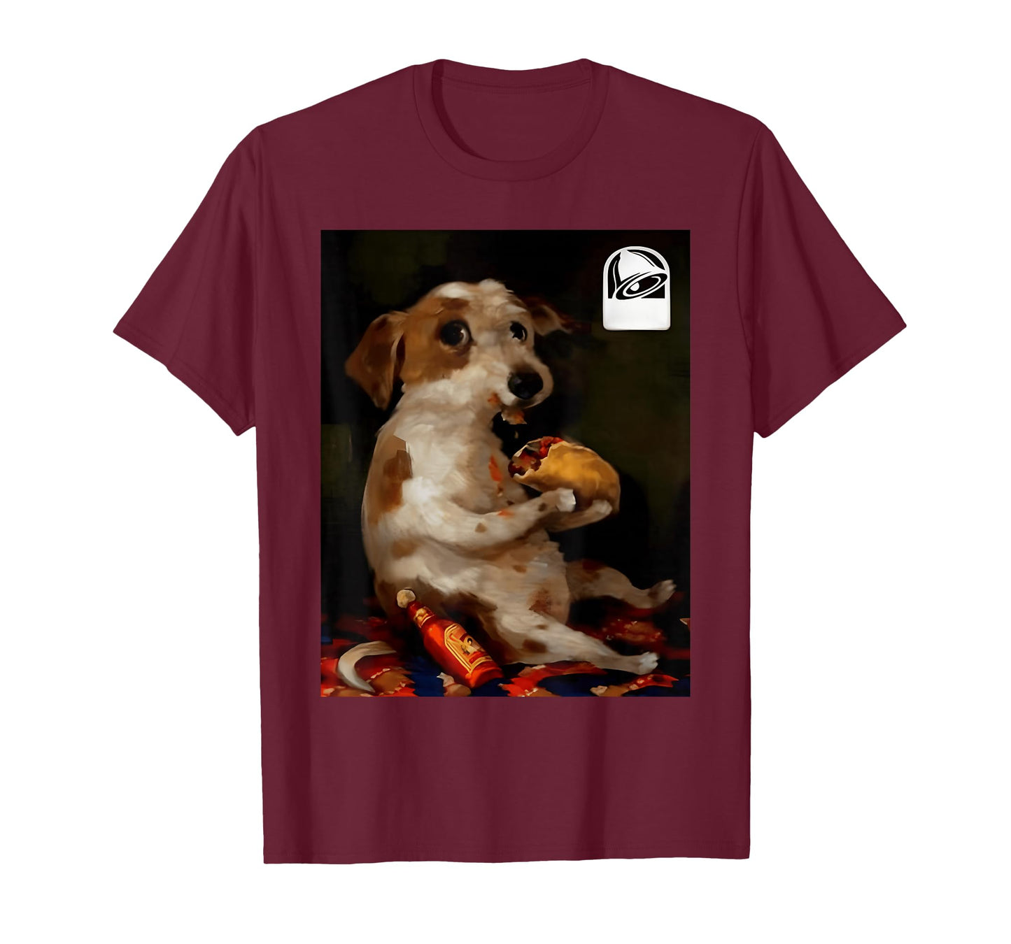 Funny Dog Chill with Taco Vintage Oil Painting Men Women T-Shirt