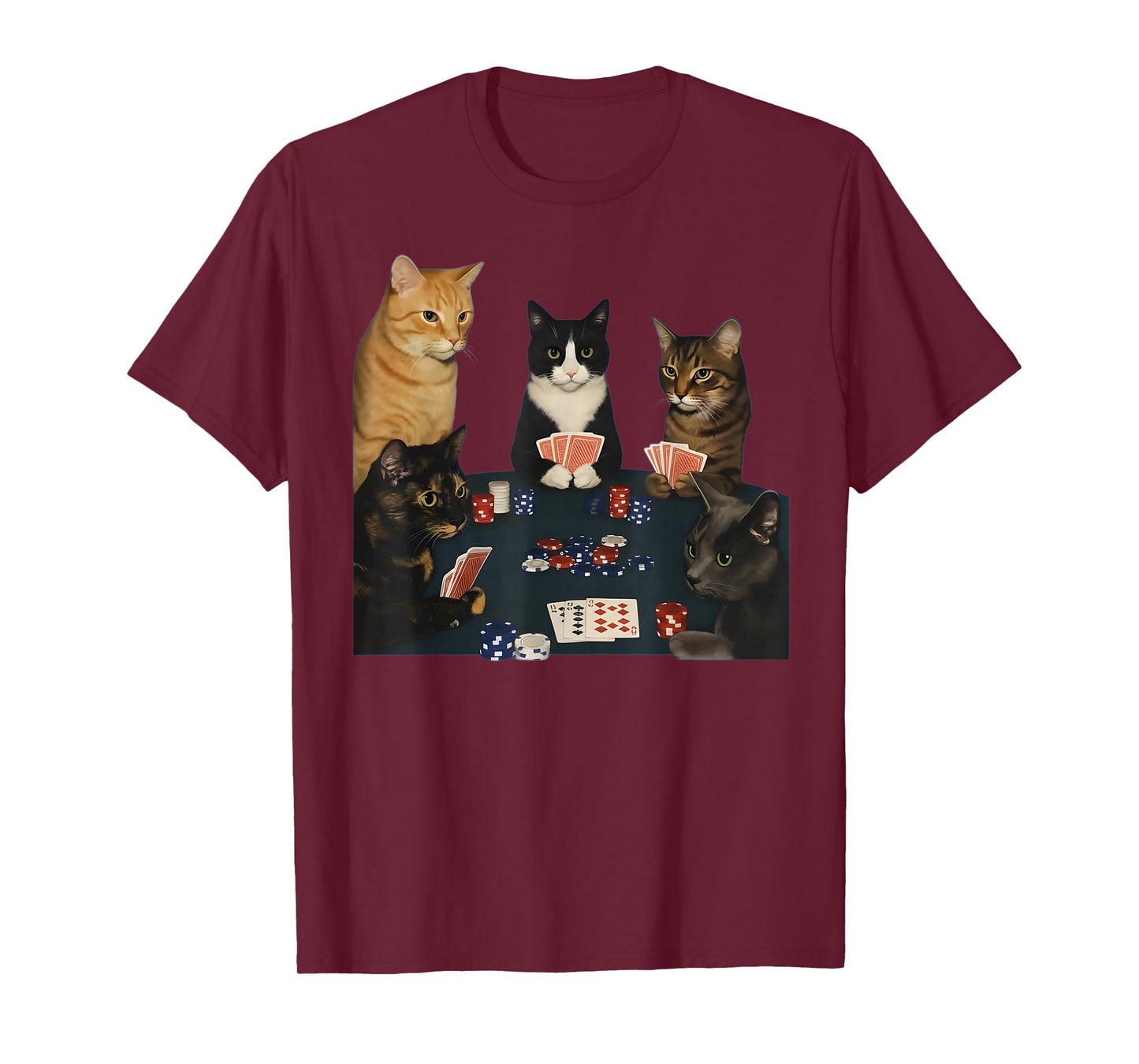 Vintage Cats Playing Pokerr Meme Funny Poker Gifts T-Shirt