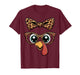 Thanksgiving Turkey Face Leopard Bow Glasses Women Girls T-Shirt