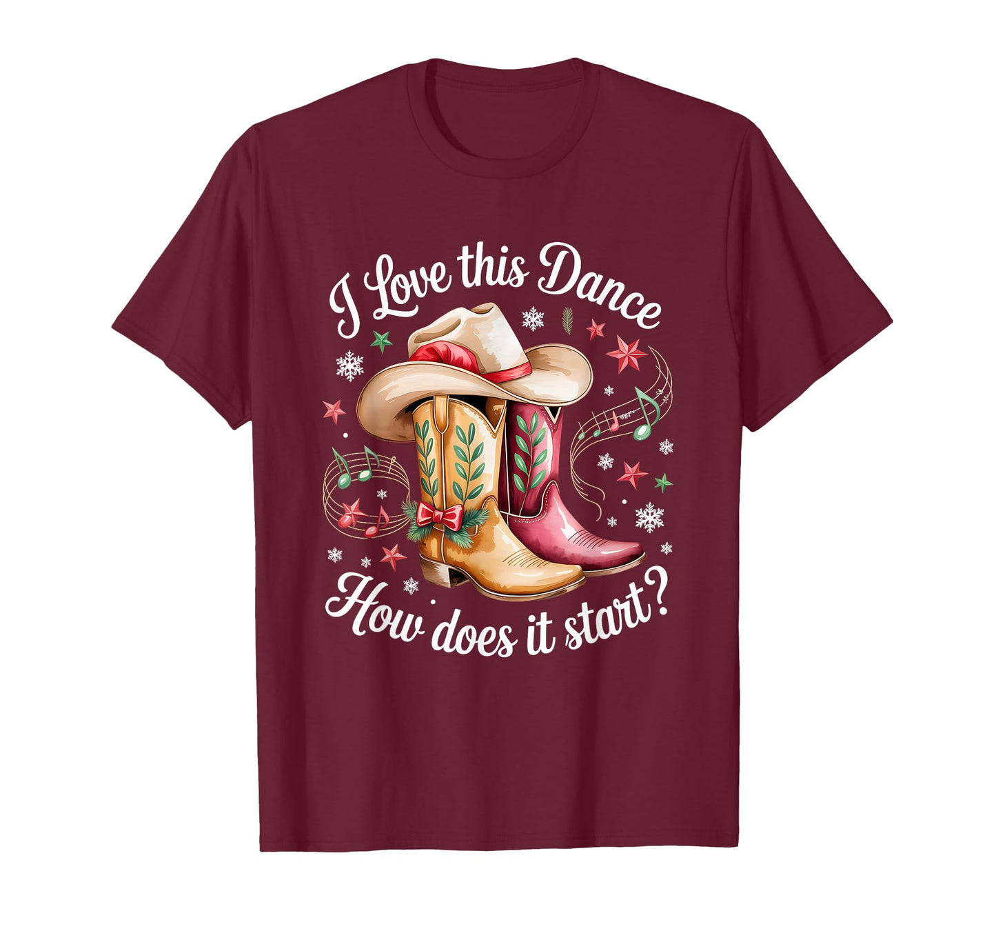 I Love This Dance How Does It Start Line Dance Christmas T-Shirt