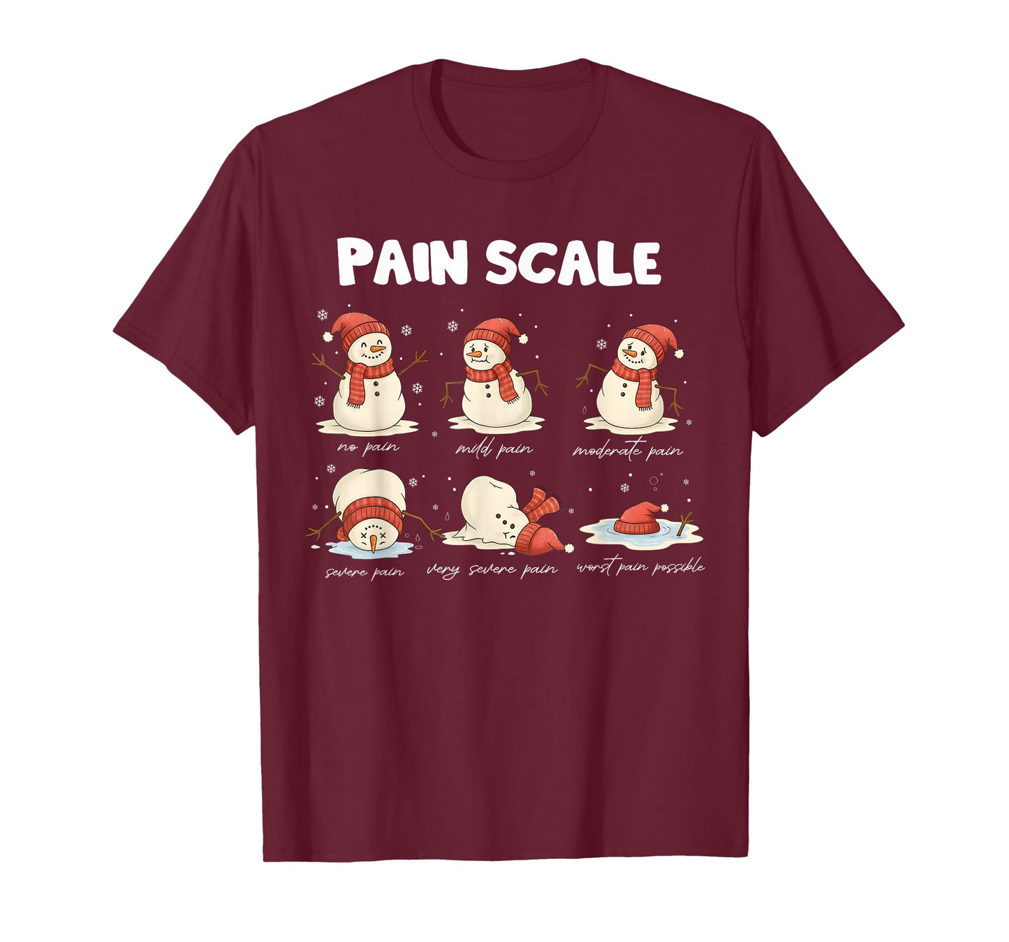Pain Scale Snowman Nurse Christmas Xmas Snow Pajamas Holiday T-Shirt