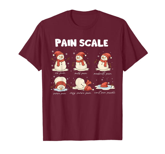 Pain Scale Snowman Nurse Christmas Xmas Snow Pajamas Holiday T-Shirt