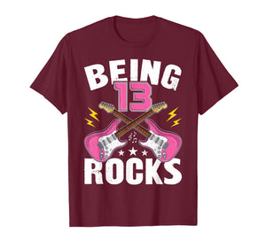 Being 13 Rocks Cute 13 Years Old Guitar 13th Birthday Girls T-Shirt