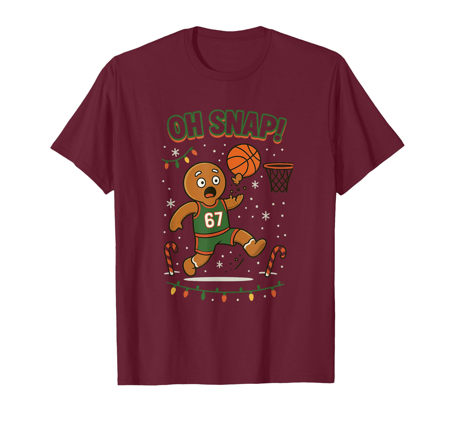 Funny OH SNAP Six Seven Gingerbread Basketball Christmas Fun T-Shirt