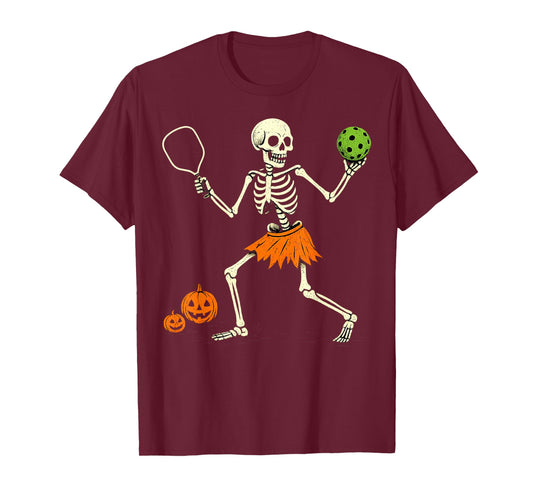 Spooky Pickleball Halloween Skeleton Costume Women T-Shirt