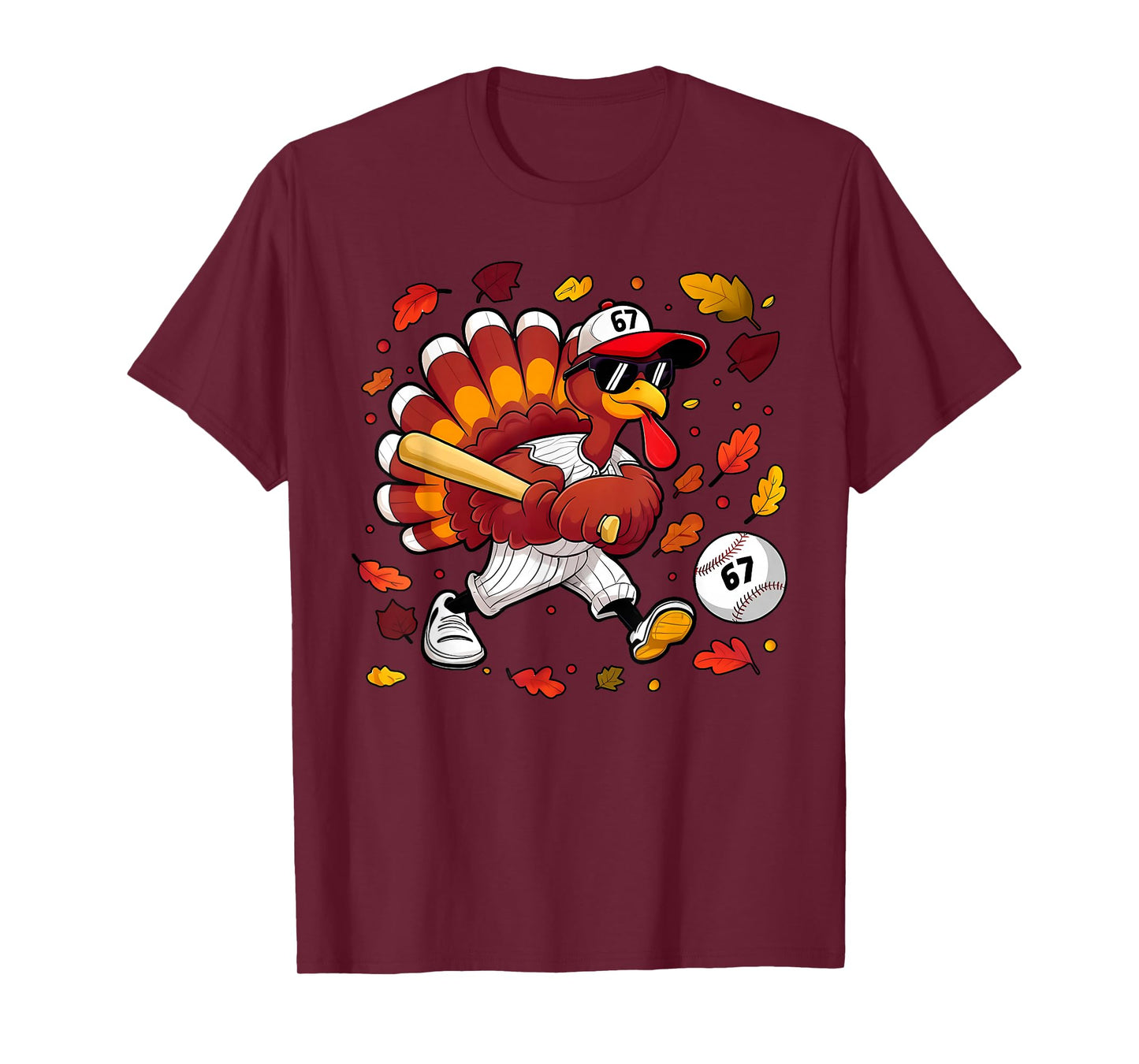 Thanksgiving Baseball Player Turkey 67 Six Seven 6-7 Meme T-Shirt