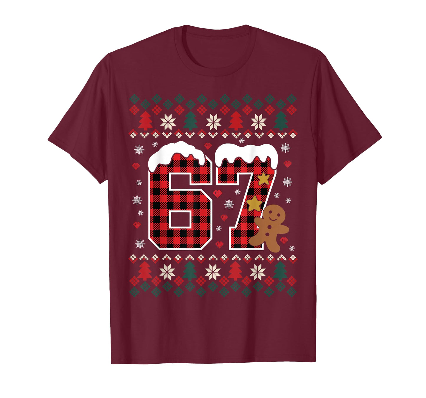 Funny 67 Christmas Pajamas Shirt Six Seven Meme Brainrot T-Shirt