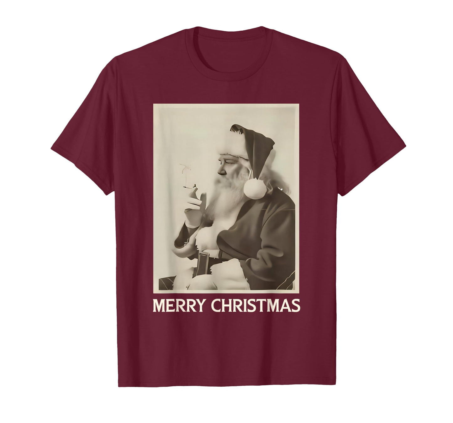 Vintage Funny Smoking Santa Claus Christmas Merry Christmas T-Shirt