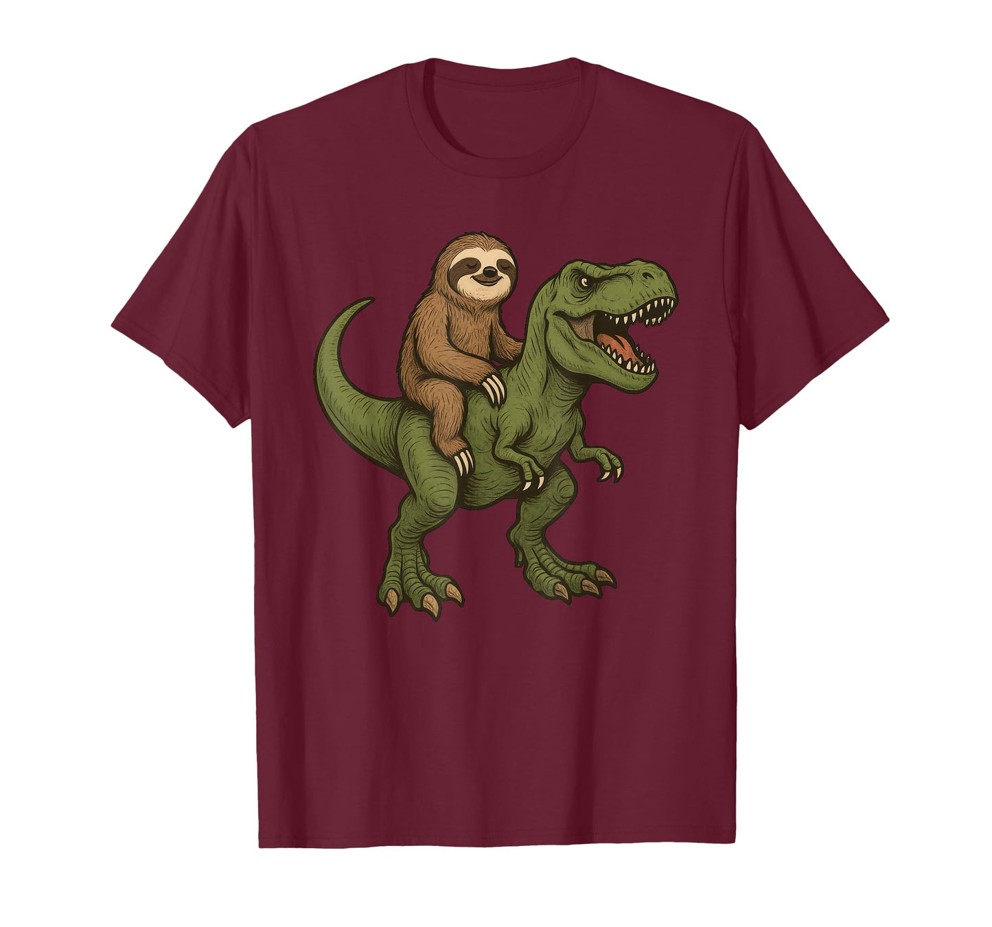 Sloth Riding T-Rex Dinosaur Funny Sloth T-Shirt