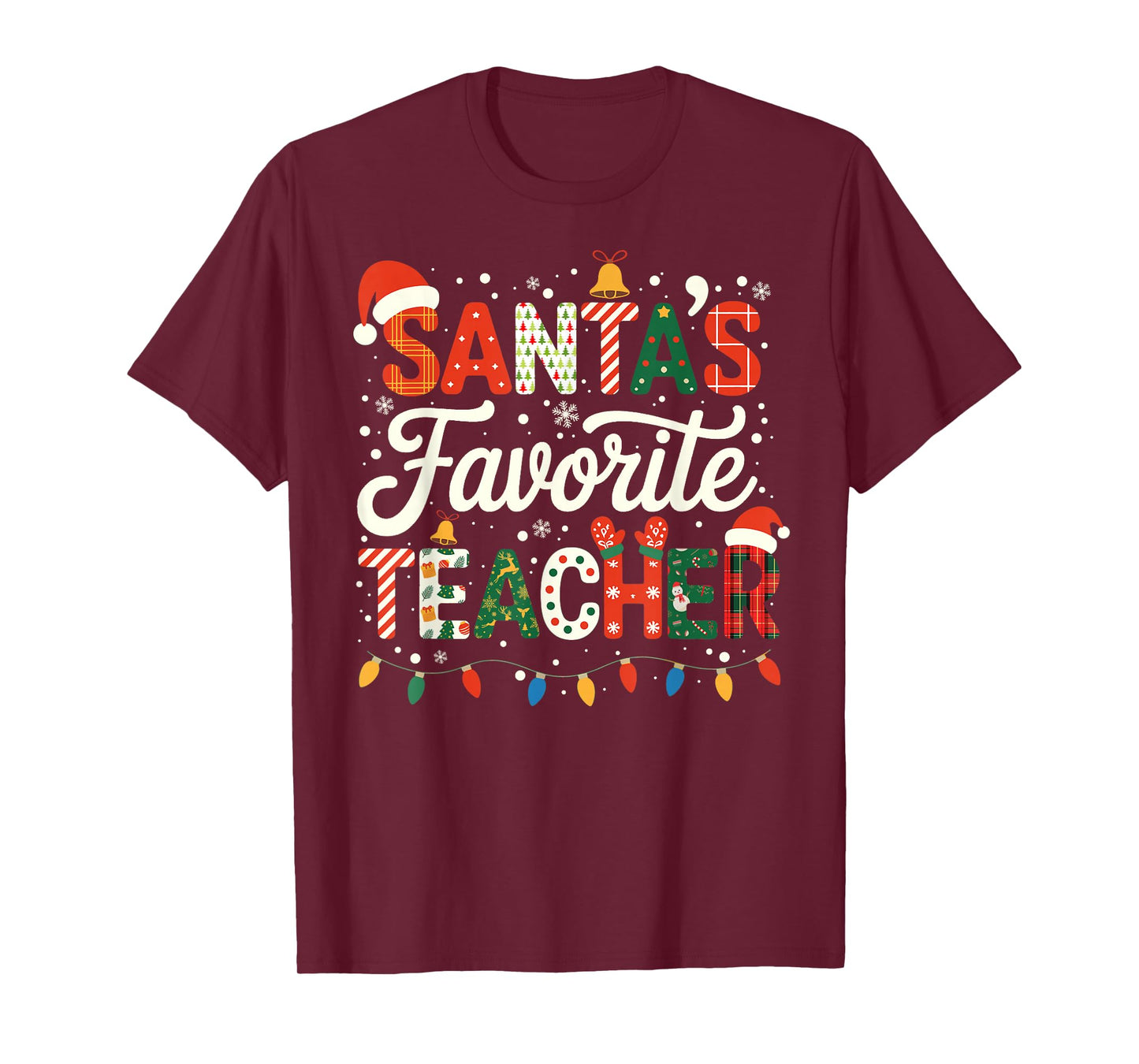 Santa’s Favorite Teacher Christmas Funny Shirt for Teachers T-Shirt