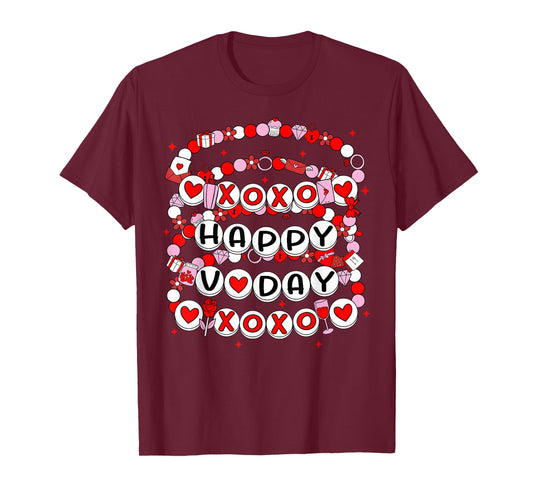 Happy Valentine XOXO V-Day Friendship Bracelets Girl Women T-Shirt