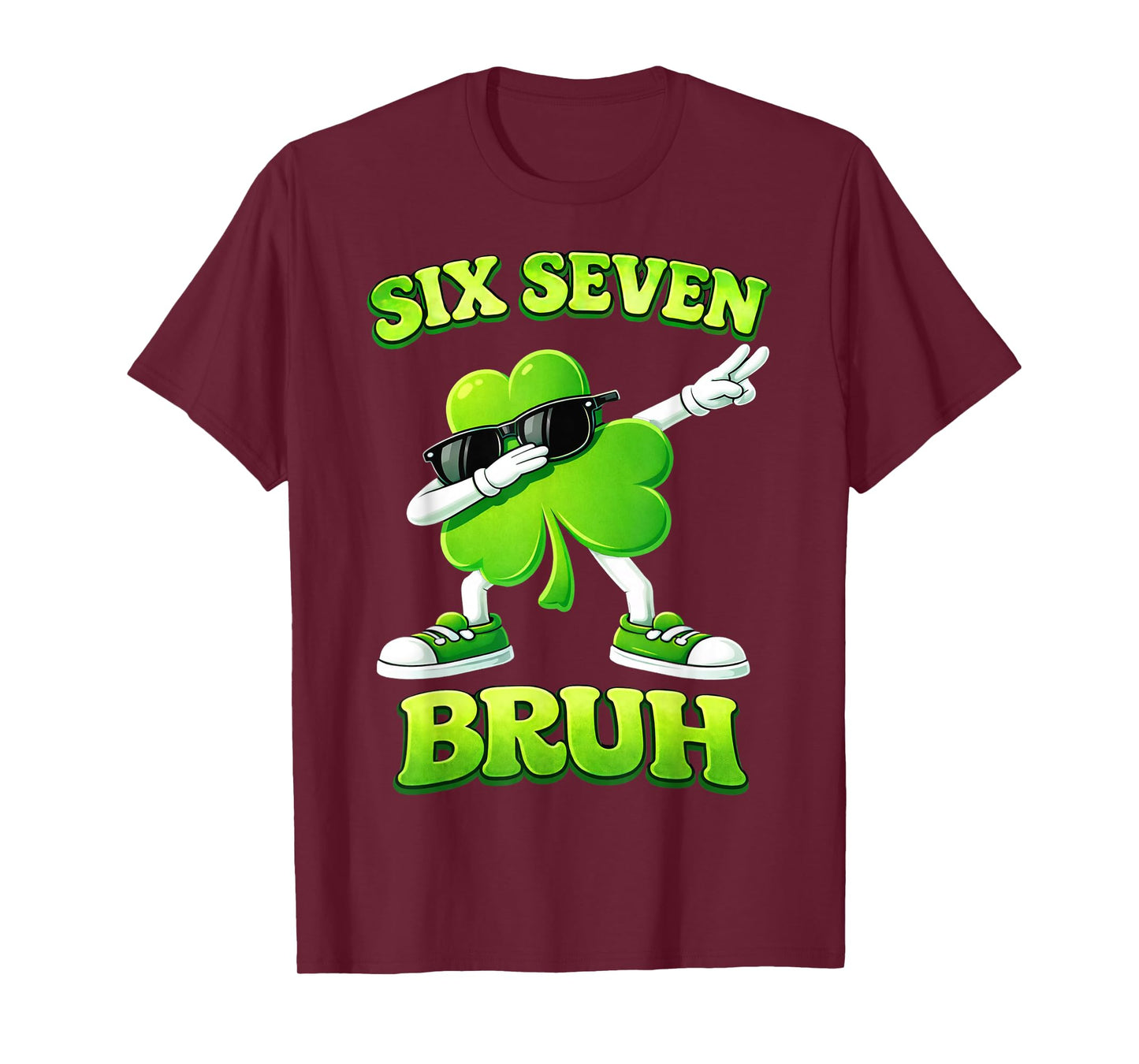 St Patricks Day Six Seven Bruh 6 7 Meme Shamrock Kids Boys T-Shirt