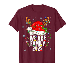 We are Family 2025 Black Christmas Tree Santa Pjs Matching T-Shirt