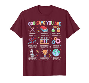 Christian God Says I Am Bible Verse Science Biology Teacher T-Shirt