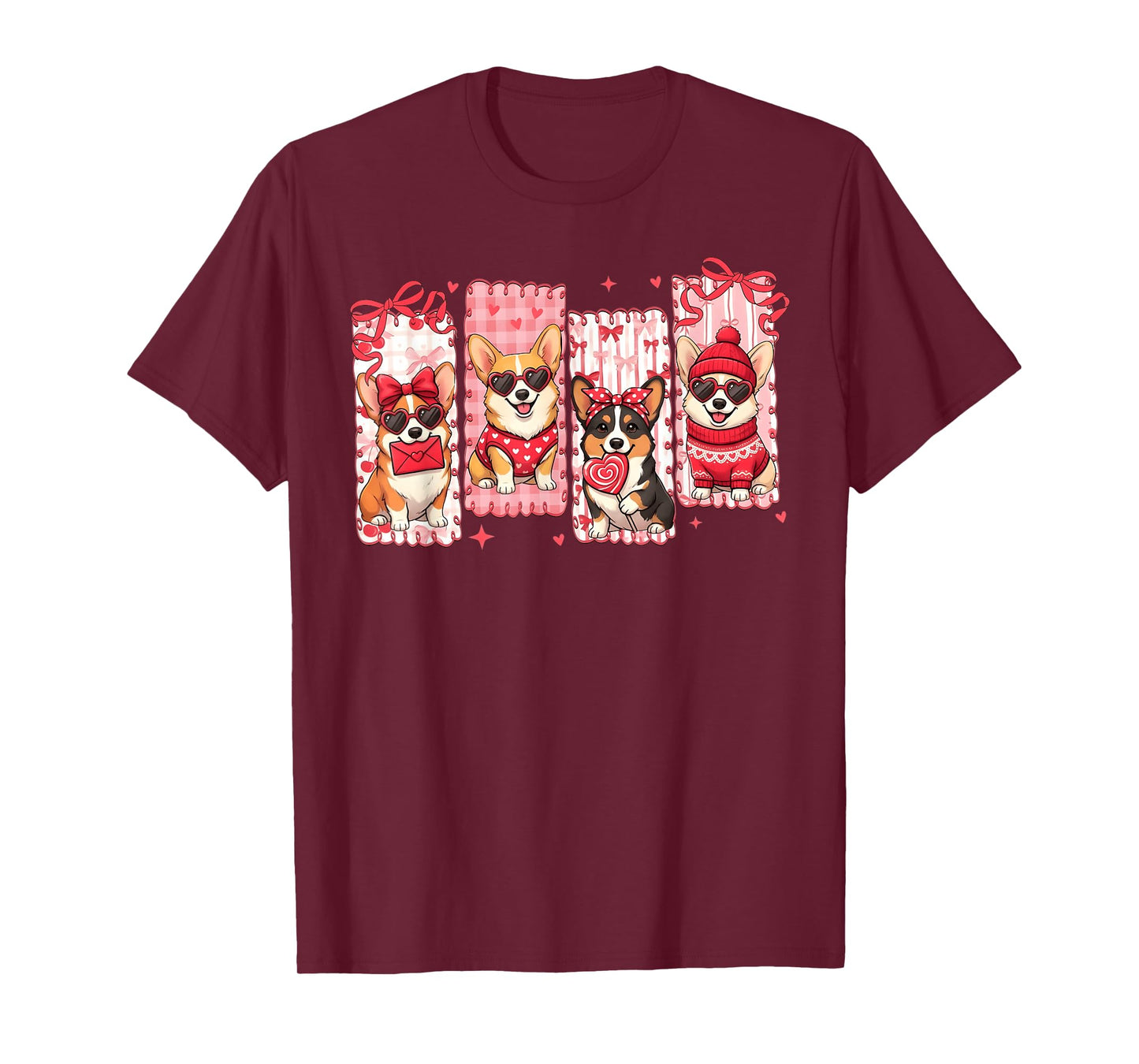 Valentine Cute Corgi Dog Lover Girly Coquette Bow Girl Women T-Shirt
