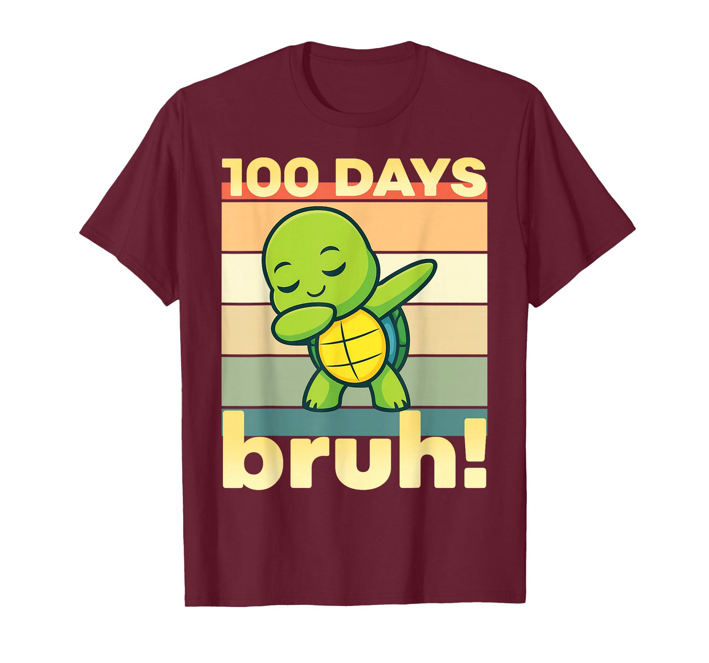 Bruh Dabbing Turtle 100 Days of School Boys Girls Kids T-Shirt