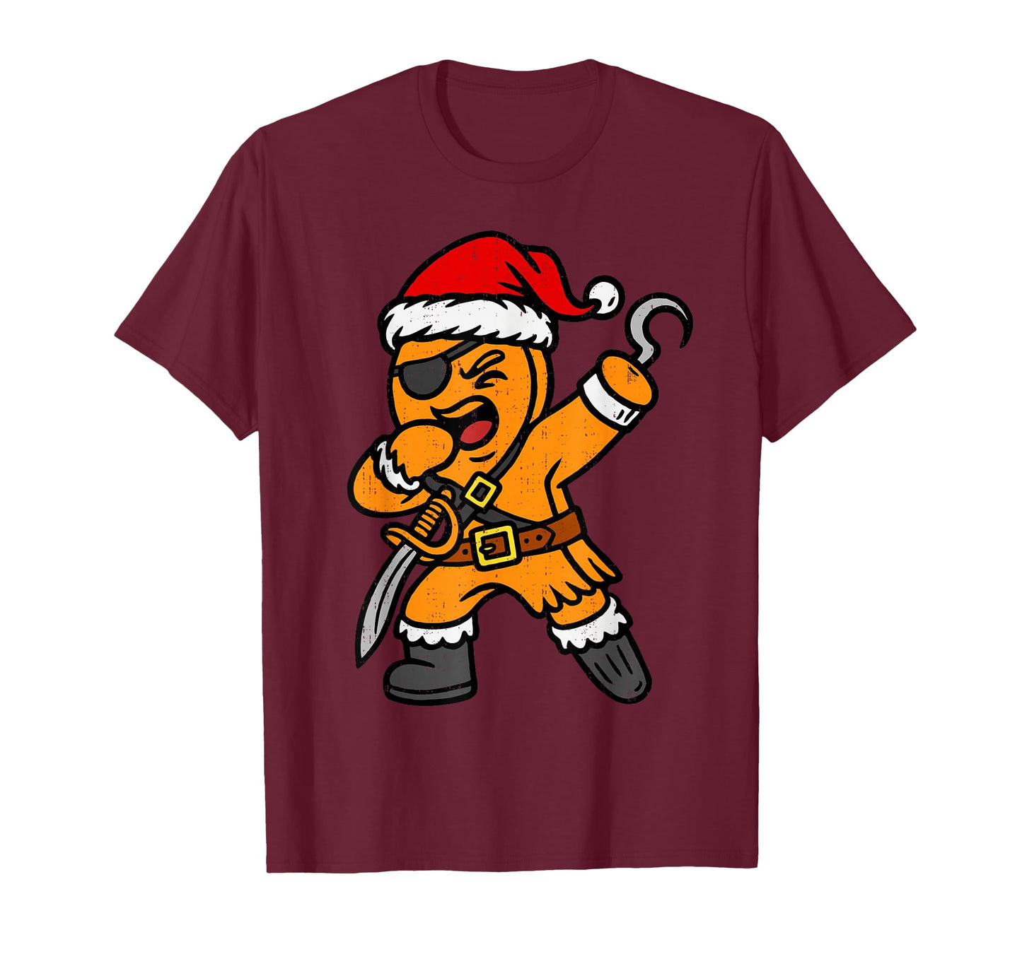 Dabbing Gingerbread Pirate Santa Christmas Dab Teen Boys Kid T-Shirt