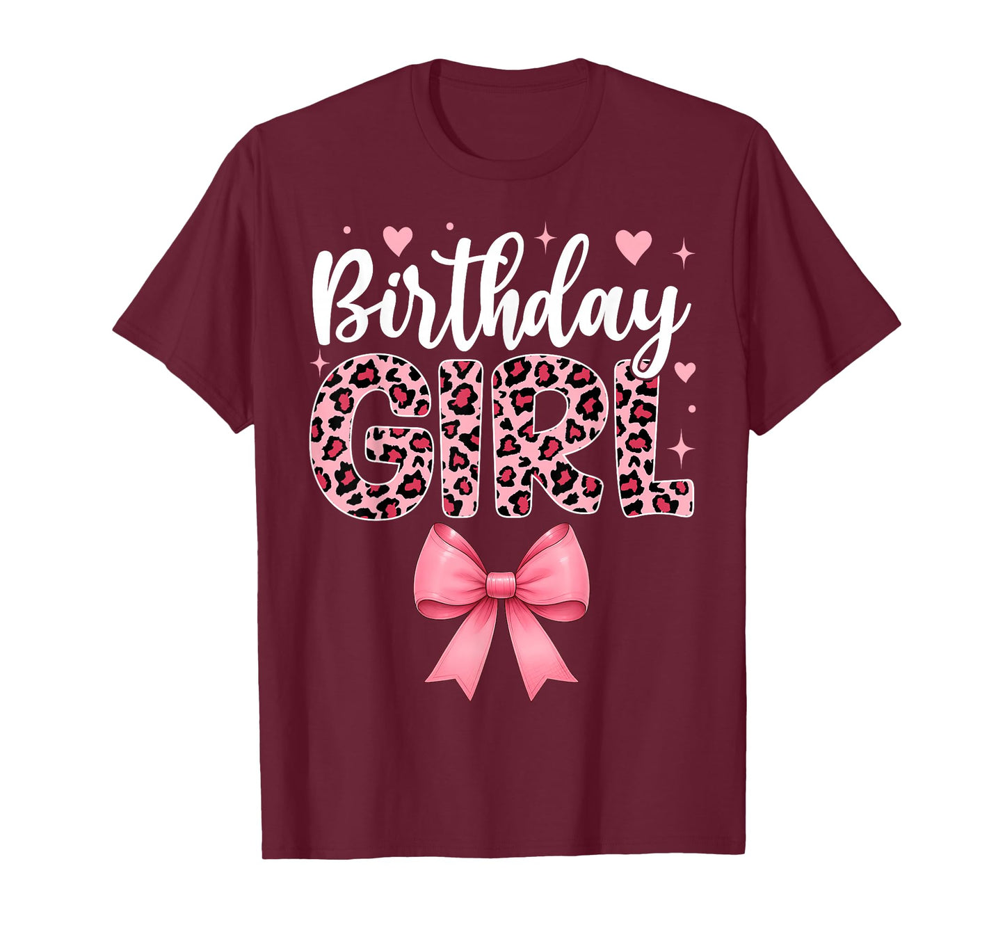 Coquette Bow Leopard Birthday Girl T-Shirt