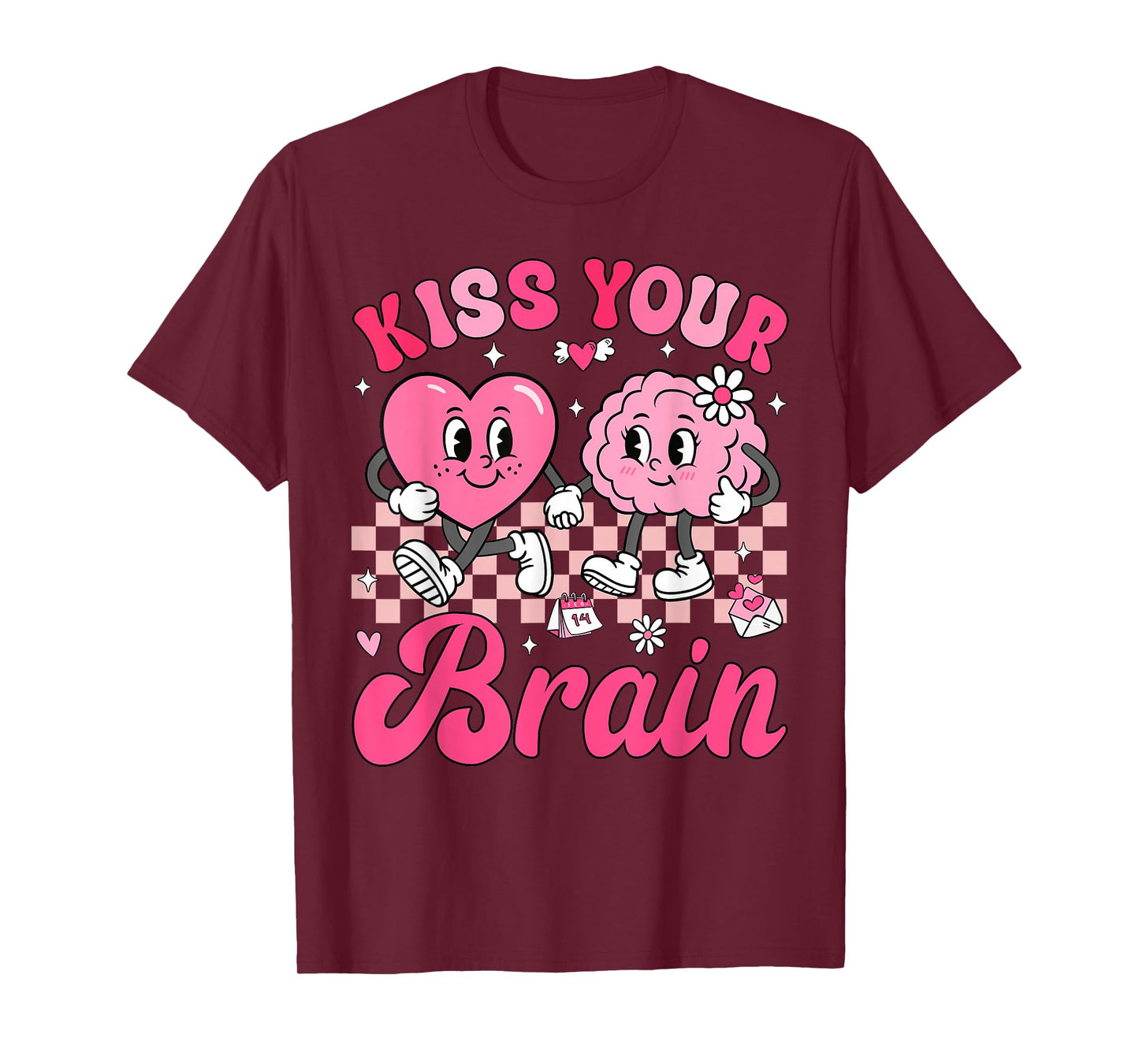 Valentine Kiss Your Brain Student Teacher Boy Girl Kid T-Shirt