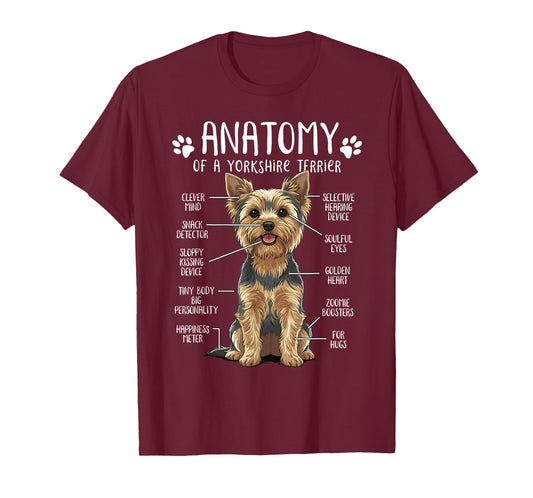 Funny Yorkie Anatomy Yorkshire Terrier Dog Lover Yorkie Mom T-Shirt