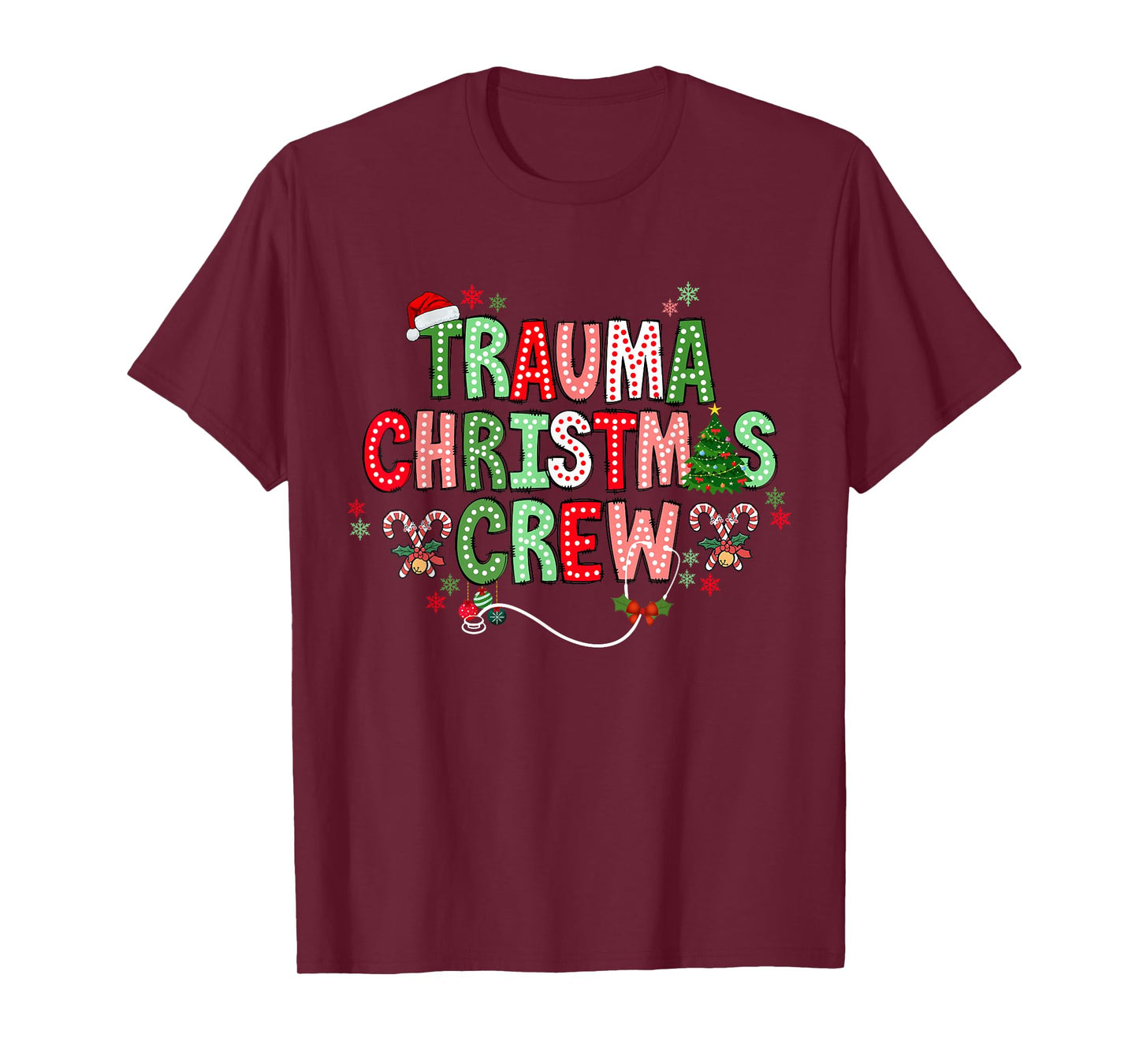 Christmas Trauma Nurse Crew Surgical Ortho Scrub Top Xmas T-Shirt