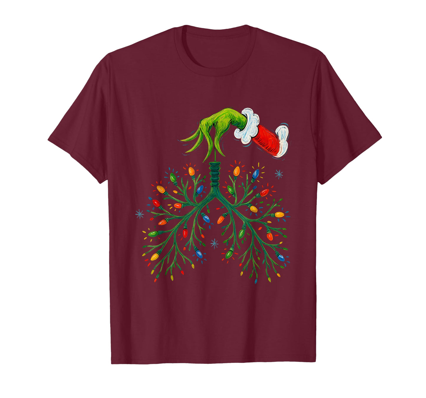 Funny Christmas Lungs Lights Art – RT Holiday T-Shirt
