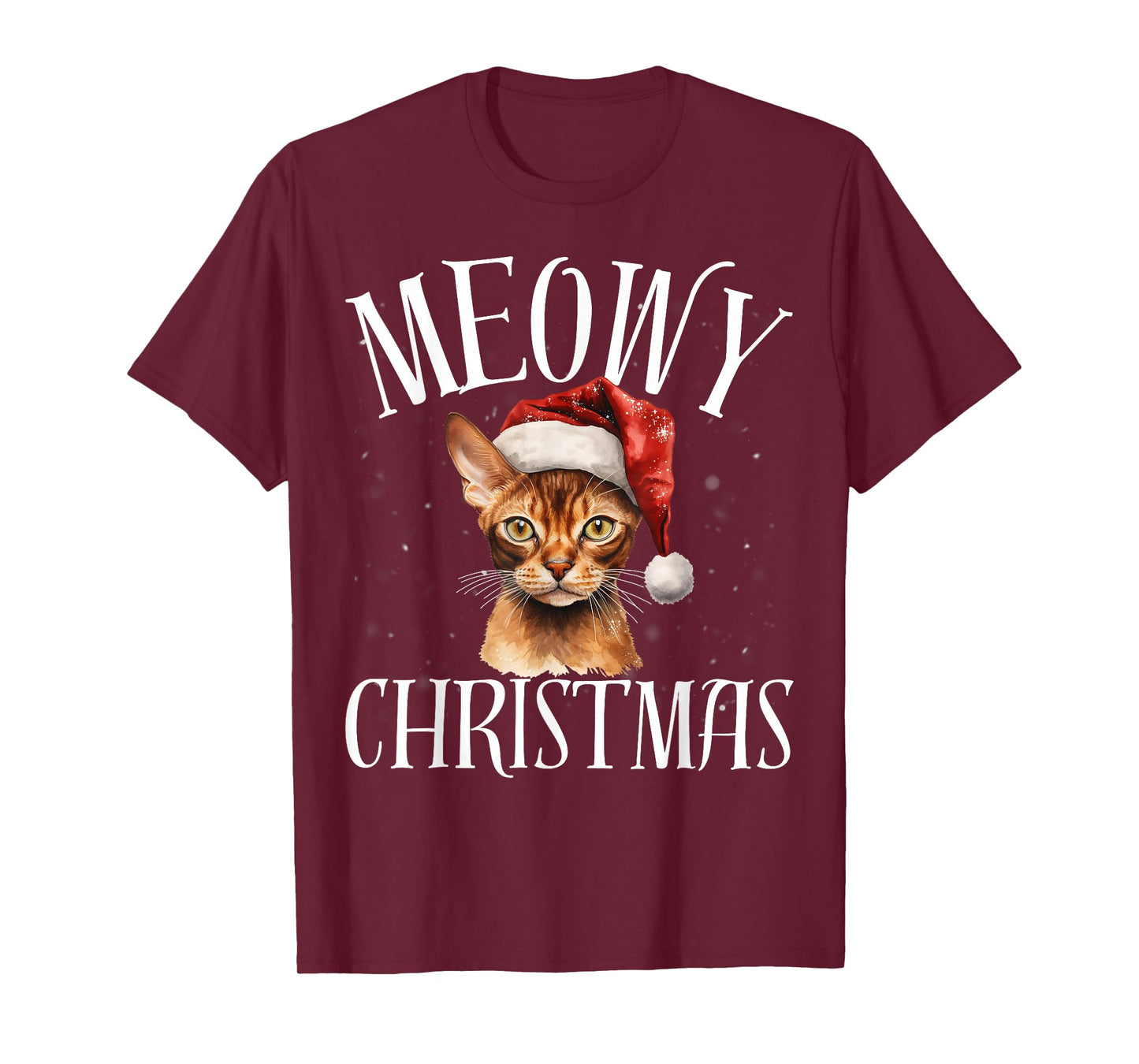 Funny Meowy Christmas Abyssinia Cat Merry Xmas Holiday Party T-Shirt