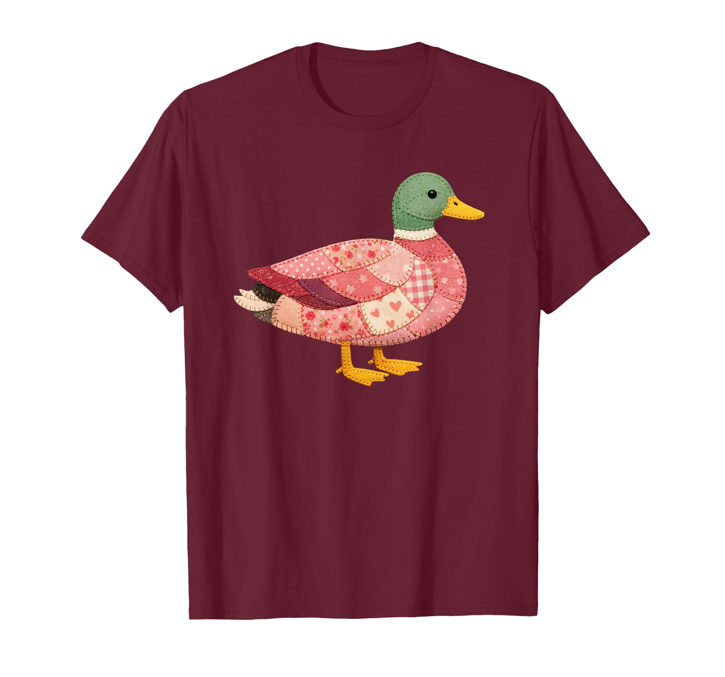 Mallard Duck Floral Patchwork Grandma Core Granny Quilted T-Shirt