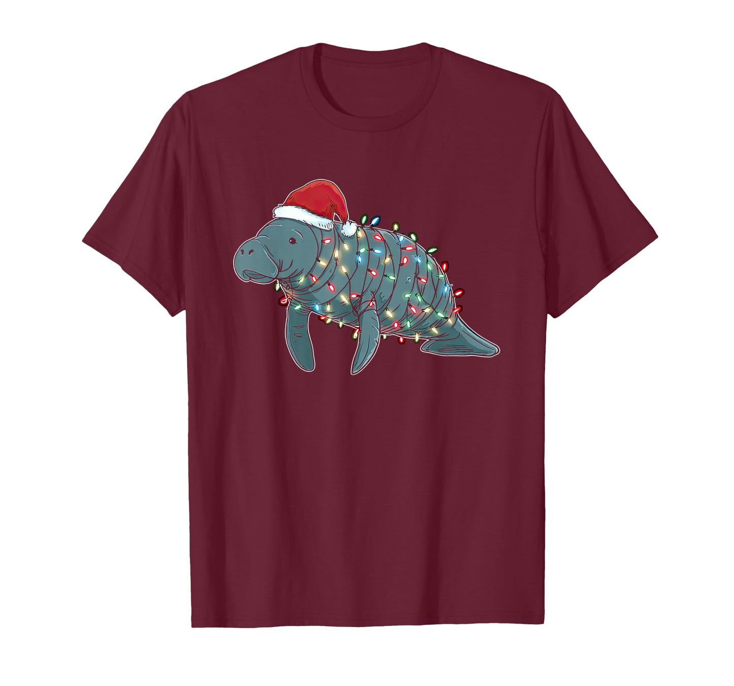 Funny Manatee Christmas Graphics Animal Lights Lover T-Shirt
