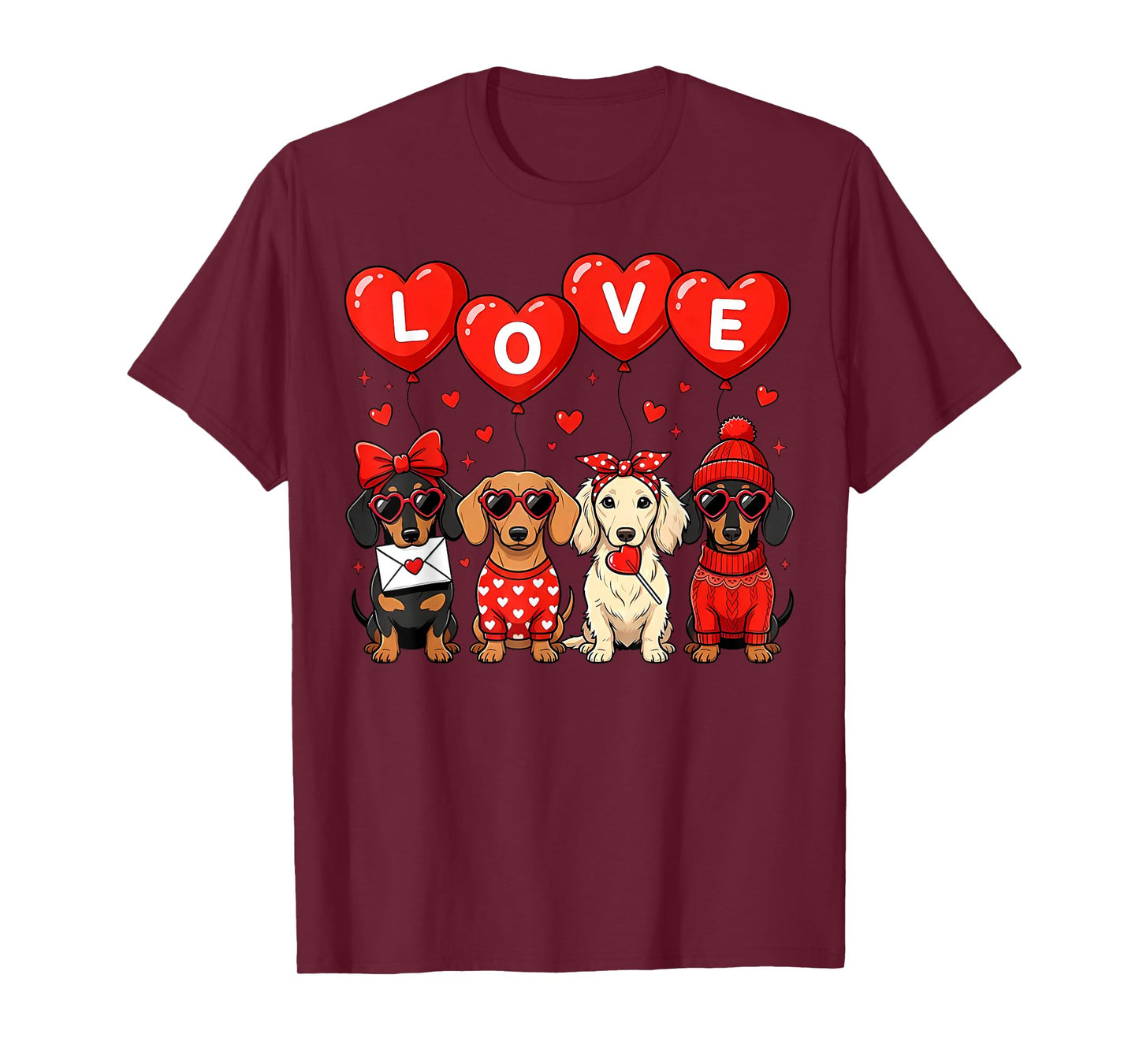Women Dachshund Valentine’s Day Sausage Dog T-Shirt