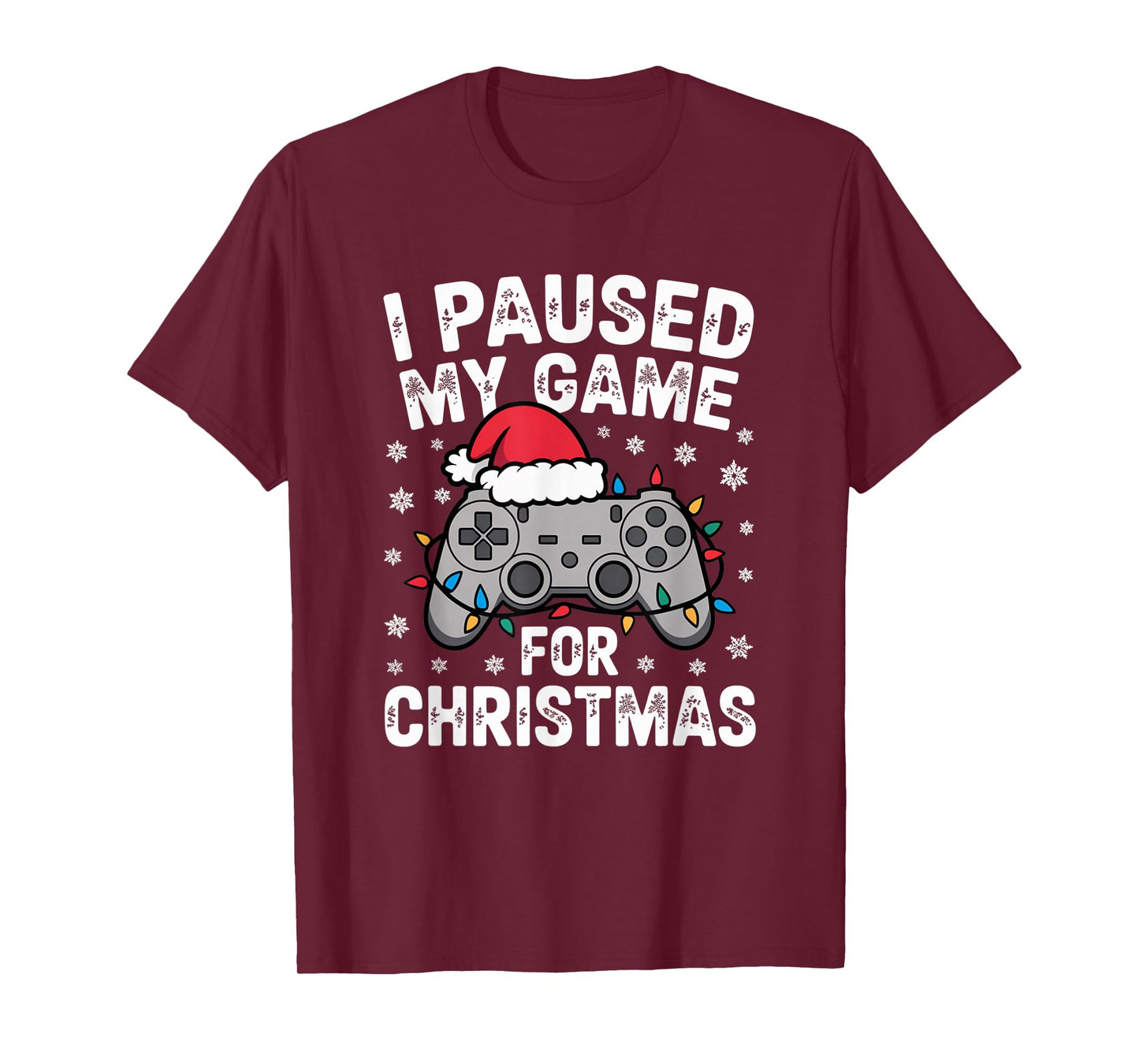 Paused My Game Christmas Gamer Xmas Men Boys Kids Youth Teen T-Shirt