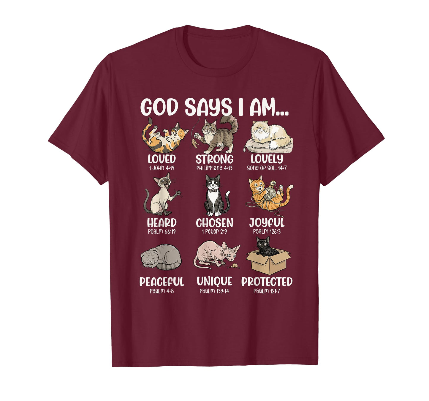 God Says I Am Bible Verses for Christian Cat Lover T-Shirt