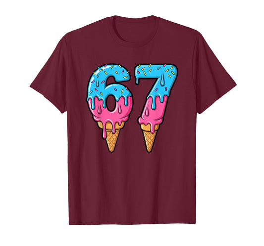 Funny 67 Meme Ice Cream Drip Six Seven Gen Z T-Shirt
